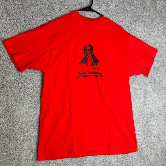 Hanes Other - Vintage Kamehameha T Shirt Adult Large Red Crew Neck Makaha Hawaii
